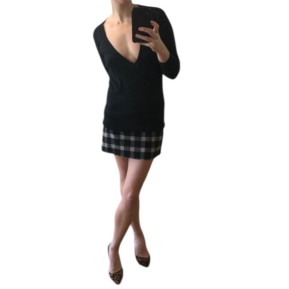 VINTAGE 90s A. BYER Red Black White Plaid Clueless Prep Mini Skirt w/ Side Slit - Picture 4 of 16